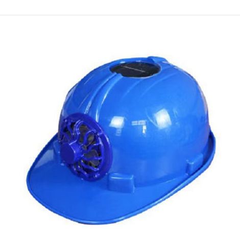 Casque de sécurité ventilé avec panneau solaire frontal, protection solaire respirante pour chantier été extérieur, bleu (1/5)
