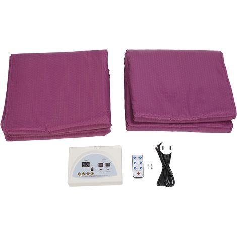 Couverture de sauna infrarouge lointain, élimination de l'humidité, transpiration, contrôle à distance, chauffage corporel, lit violet, prise américaine 110V (1/5)