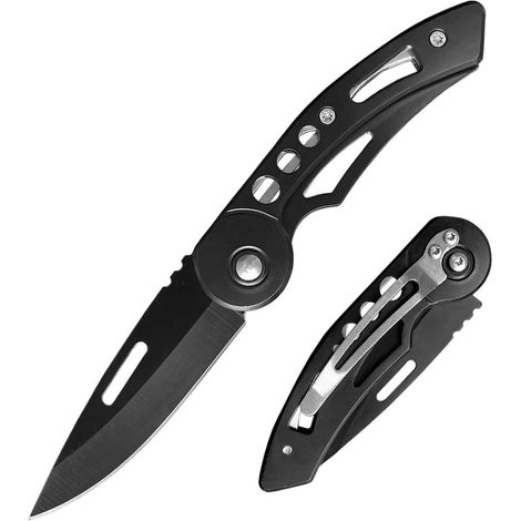 Mini Klappmesser Edelstahl mit Schlüsselanhänger, Zweihand-Messer für EDC & Outdoor