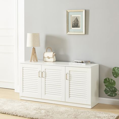 Armadio Scarpiera Løten con Ante a Persiana 62 x 125 x 36 cm Bianco [en.casa] (1/5)