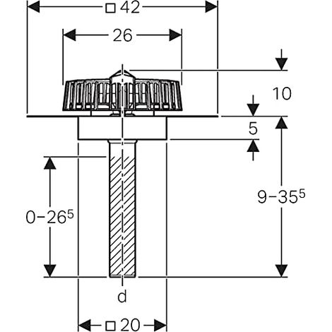 Geberit Pluvia Naissance d'eaux pluviales avec tôle de raccordement : débit d'évacuation=1–12l/s, 359108001