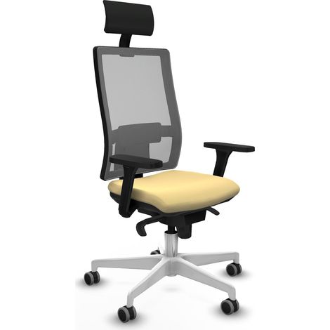 Sedia da ufficio piqueras y crespo similpelle crema rete grigia