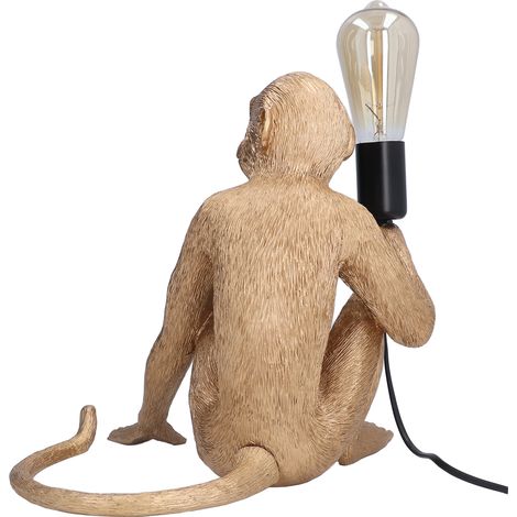Stehlampe aus Kunstharz in nordischem Design, dekorative Tierlampe für Kinder, Bars, Restaurants, Schlafzimmer (ohne Leuchtmittel, Spannung 110-220 V, goldener sitzender Affe, CE/UL-Standard). (1/5)