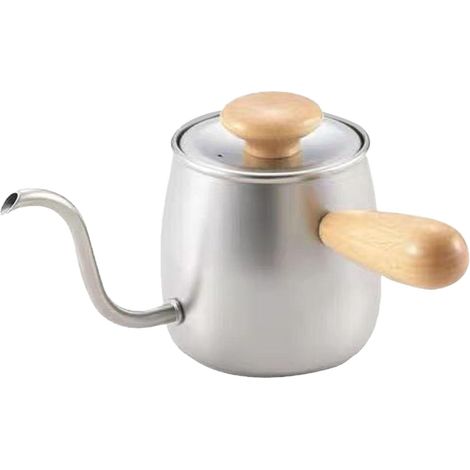 Bouilloire à col de cygne, 350 ml en acier inoxydable TPFE Design moderne Bouilloire à col de cygne pour cuisinière à induction et chauffage à flamme nue (Couleur naturelle) (1/5)