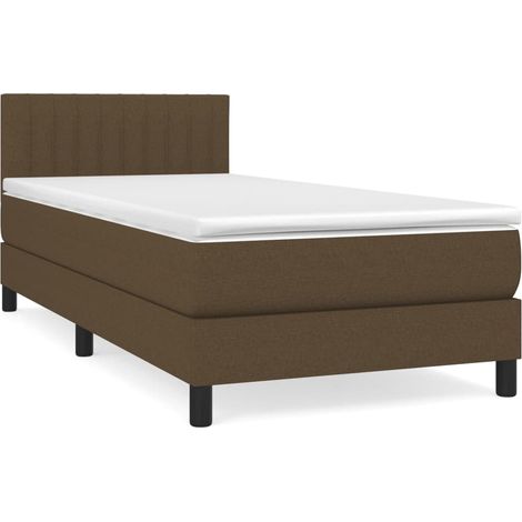 Lit simple  Lit adulte  Sommier à lattes de lit avec matelas Marron foncé 90x190 cm
