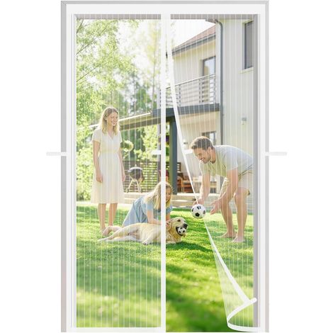 Moustiquaire Magnetique Porte Fenetre 180x210cm, 3ᵉ Génération Anti-vent, Installation Facile, Multi Tailles Disponibles, Blanc (1/5)