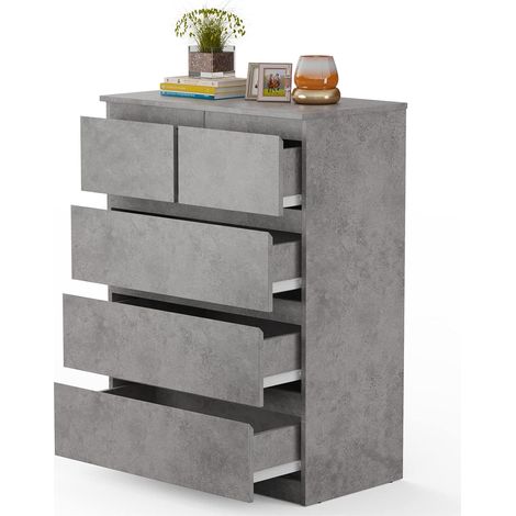 COSTWAY Mobili Cassettiera con 5 Cassetti, Armadietto per Camera da Letto e Bagno, Multifunzione, in Legno (Grigio) (1/5)