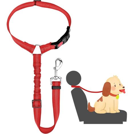 Ceinture Chien Voiture, Universel Harnais Voiture Réglable pour Chien & Chat avec Absorption des Chocs,Harnais Voiture pour Chiens,Ceinture de Sécurité pour Chien (1/5)
