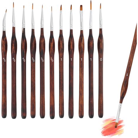 11 Pièces Pinceaux de Peinture - Pinceau Acrylique,Pinceaux Fins pour Acrylique,Aquarelle,Gouache,Modélisme,Peinture par Numéros,Miniatures,Résistants (1/5)