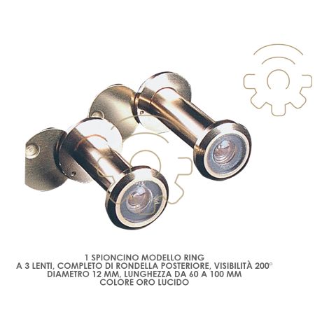 SPIONCINO 200 GRADI RING D 12X60/100 MM OTTONE LUC