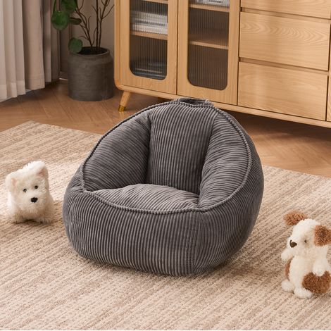 Pouf enfant 72x69x51 cm en tissu gris clair, moderne et compact pour salon, FloraGrace (1/5)