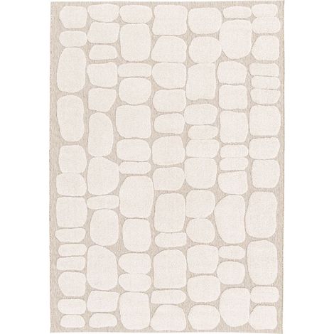 BOBOCHIC - Tapis poil ras ROKU motif abstrait 200x290 Beige (1/5)