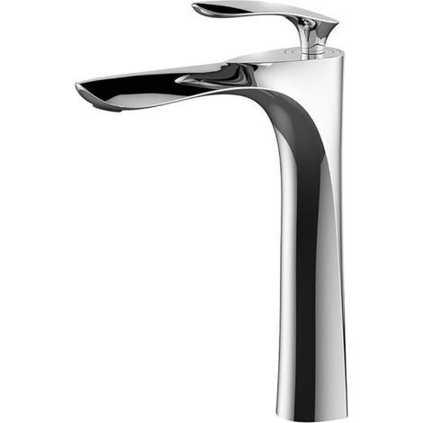 Grifo mezclador de baño en cromo blanco y pintura dorada, puente grande de un solo orificio para montaje en lavabo, plata (1/4)