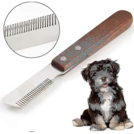Couteau à épiler professionnel pour chien, outil d'épilation pour chiens, couteau à épiler manuel pour Border Terrier, outil de toilettage pour animaux de compagnie, manche en bois ergonomique (rig) (1/4)