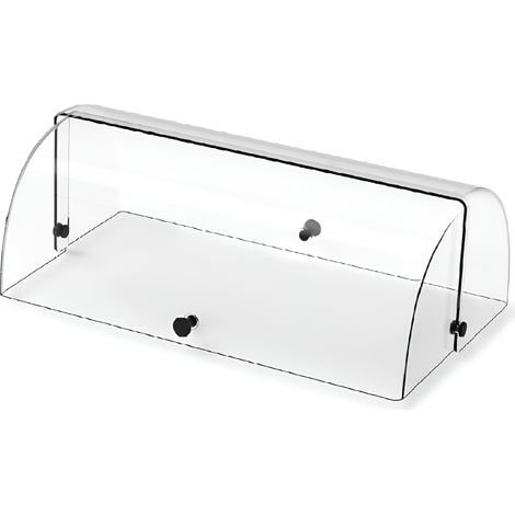 Vetrina Cupola Protezione Alimenti 45x27x16,5 cm Copri Dolci Senza Fondo Doppia Apertura Elegante Uso Professionale per Buffet, Bar, B&Bcon Pomelli Neri (1/4)