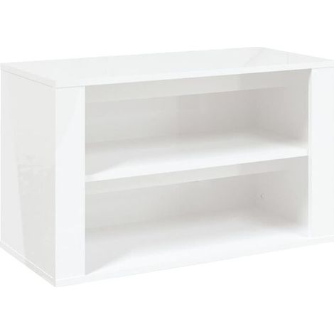 Étagère à chaussures blanche brillante, 75 x 35 x 45 cm, en bois composite (1/5)