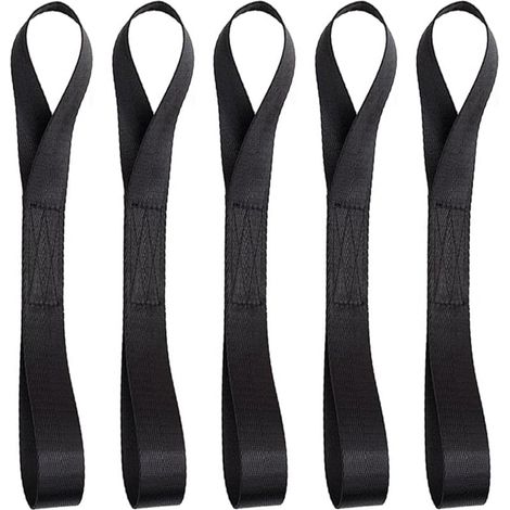 Lot de 5 boucles d'arrimage doubles - 20 x 2,5 cm - Extrêmement durables - Passants de sangle - Sangle de maintien - Sangles d'arrimage pour la fixation de vélos dans la remorque et le (1/5)
