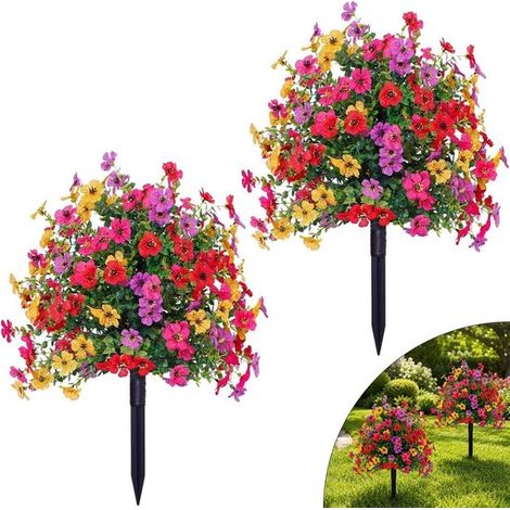 Flores artificiales para exteriores, 2 piezas, Plantas artificiales follaje resistente rayos UV, 55x40cm, Impermeables, Resistentes intemperie (1/5)