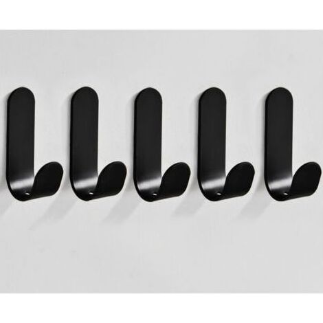 5 Pièces Crochet Adhesif Mural, Accroche Torchon Cuisine, Porte Serviette Salle de Bain, Crochet Adhesif Sans Trace, Fixation Murale Sans Percer, Attache Murale, Crochets Adhesifs, Noir (1/4)