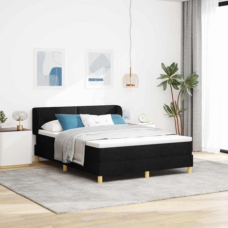 vidaXL Boxspringbett mit Kopfteil Schwarz 160 x 200 cm Stoff (1/5)