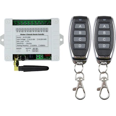 DC 12V 24V 36V 10A 433MHz 4-Kanal-Funkrelais-RF-Fernbedienungsschalter-Empfänger + 4-Kanal-Sender