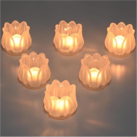 Photophores en Verre, Bougeoir Verre Tulipe pour Centre de Table, Bougie Decoratif, Porte Bougie Chauffe Plat pour Mariage, Décoration de Maison (Dépoli) (1/5)