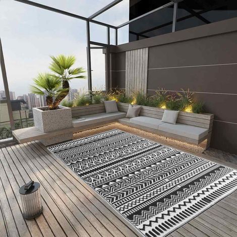 vidaXL Alfombra de exterior ARAKIL negra 190x290 cm PP (1/5)