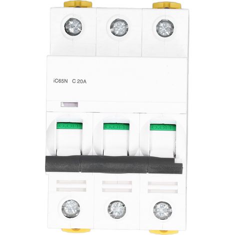 Disjoncteur modulaire 3P 400V 20A IC65N Rail DIN Protection surcharge et court-circuit Basse tension Interrupteur automatique (1/5)