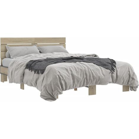 Maison Exclusive - Bettgestell Sonoma-Eiche 140x200 cm Holzwerkst (1/5)