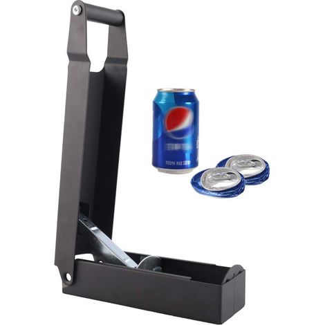 Prensa manual para latas de cocina de 16 oz y 18 oz, trituradora de latas de pared (negra) (1/5)