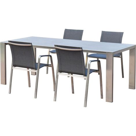 SIT Mobilia 5-tlg Sitzgruppe Olympia Oslo Tinto Edelstahl/Keramik Tisch 160x95 cm (1/5)
