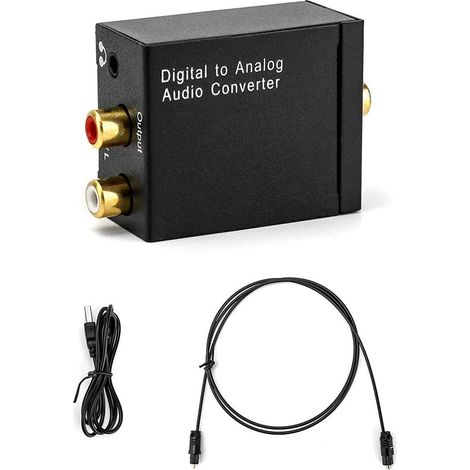 DAC Converter, Digital to Analog Audio Adapter RCA L/R 3.5mm Stereo Headphone Output with Optical Cable for Headphones 360 HDTV DVD Blue Ray Sky HD TV (1/5)