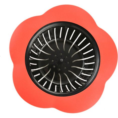 Filtre de siphon de sol en TPR en forme de fleur, bouchon d'évier créatif, accessoires ménagers rouges