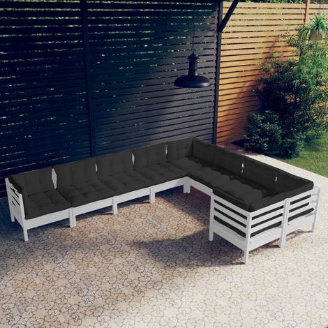 9-tlg. Garten-Lounge-Set mit Kissen Weiß Kiefernholz vidaXL (1/5)