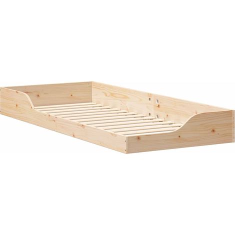 Estructura de cama Marrón 100 x 220 cm Madera de pino macizo vidaXL (1/5)