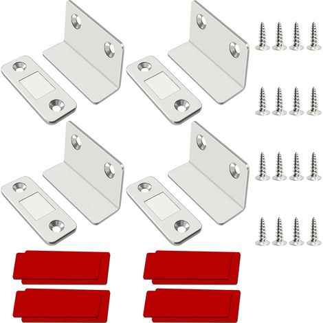 4 Pièces (4x2.5cm(L)) Aimant Porte Placard,Ferme Porte Puissant,Loqueteau Magnétique pour Porte Coulissante sur les Balcons,les Fenêtres,les Tiroirs de Garde robe (1/5)