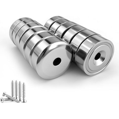 Lot de 12 aimants ronds à vis - Force de 11 kg - 20 x 7 mm - Avec vis (1/5)