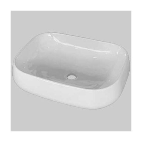 Lavabo appoggio in ceramica oval 56 - 56,5x43 cm. bianco