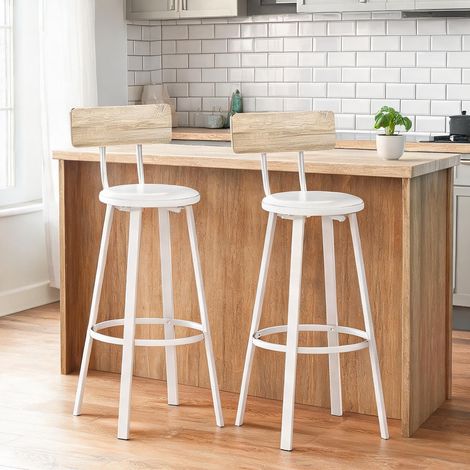Tabouret de bar bois naturel et blanc 41,5 x 36,5 x 99,5 cm (1/5)