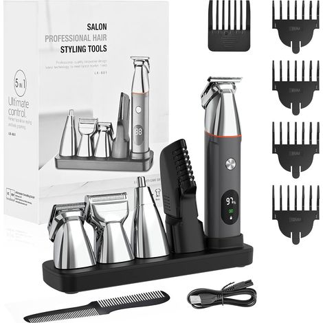 Tondeuse à cheveux et tondeuse à barbe professionnelle 5 en 1 (1/5)