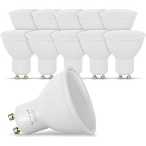 Lot of 10 Spot LED Bulbs GU10 4.5W Equivalent 50W, Non-Dimmable 120° Wide Beam Angle (Natural White), 3000K (1/5)