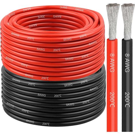AWG verzinntes Kupfer-Flexibles Batteriekabel, 2er-Pack (20 Fuß rot und 20 Fuß schwarz).