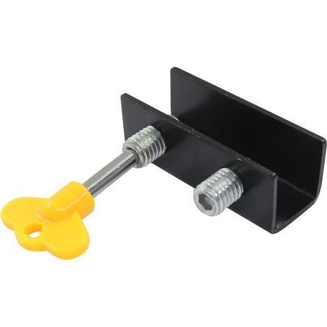 Cerradura para ventana, cerradura para ventana corrediza, instalación sin taladro, tope para ventana, seguridad para el hogar (negro, doble orificio, 1 pieza) (1/5)