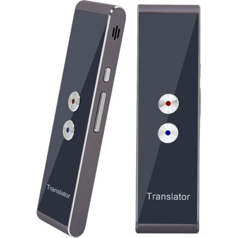 Traducteur Bluetooth intelligent T8+, appareil de traduction vocale synchrone, outil de traduction multilingue en temps réel - Gris argenté (96 langues) (1/4)