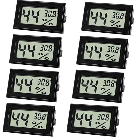 Hygromètre, thermomètre, mini hygromètre numérique avec écran LCD, mesure de la température et de l'humidité ambiantes pour chambre d'enfant, chambre à coucher et cave à vin, noir (8) (1/5)