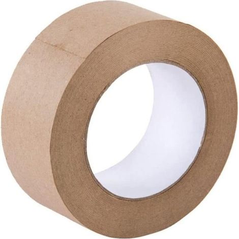 Cinta de papel kraft engomado activada por agua de 48 mm - 48 mm de ancho x 50 m de largo - Papel estirable (1/4)