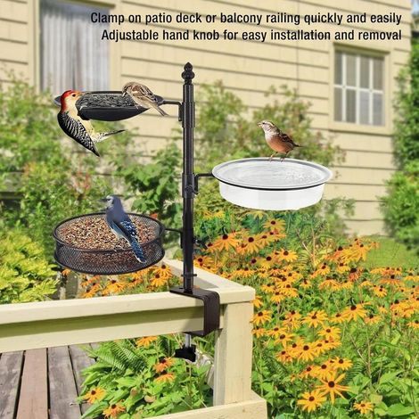 3-Tier Bird Bath Fence Feeder Stand Multi-Layer Space-Saving Garden Bird Accessory (1/5)