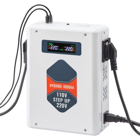 3000VA Spannungswandler, 110V auf 220V, mit 2 EU-Steckdosen und USB-Ausgang, LCD-Bildschirm, thermischem Schutz, für 220V-Geräte. (1/5)