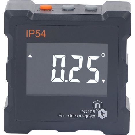 Inclinomètre IP54, écran LCD numérique 4x90°, 4 côtés, aimant puissant, 360°, batterie 1300 mAh, noir (1/5)