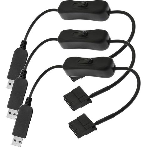 5V vers 12V USB PC câble d'alimentation de ventilateur,USB vers 3Broches et 4Broches Câble de Ventilateur de Boîtier,Câble Adaptateur USB vers 4 Pin Molex Ventilateur avec Interrupteur (1/5)